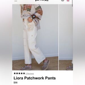 Three Bird Nest Cream Wide-Leg Patchwork Pants